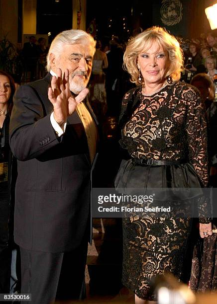 Actor Mario Adorf and wife Monique attend the Unesco Benefit Gala For Children 2008 at Hotel Maritim on November 01, 2008 in Cologne, Germany.