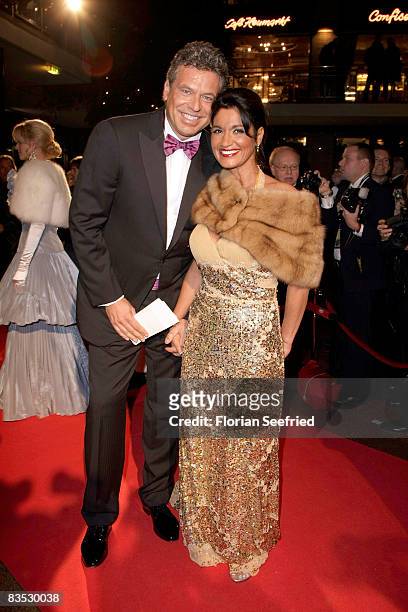 Juergen Hingsen and wife Sonja attend the Unesco Benefit Gala For Children 2008 at Hotel Maritim on November 01, 2008 in Cologne, Germany.