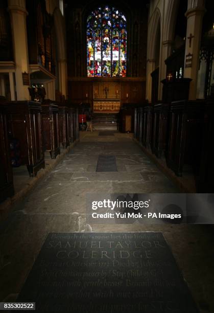 View of the crypt where poet Samuel Taylor Coleridge is buried in St Michael's Church in the Parish Church of Highgate Village in Highgate, north...
