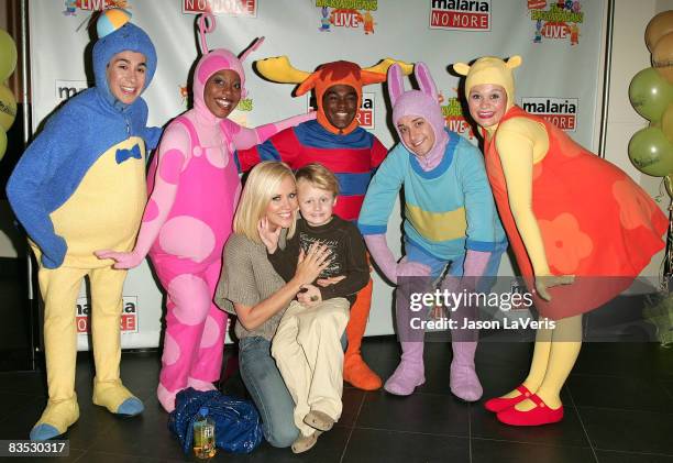 Actress Jenny McCarthy and her son Evan Asher pose with the Backyardigans at "Backyardigans Live!" breakfast benefit for Malaria No More at The Nokia...