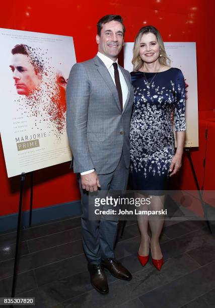 Jon Hamm and Geena Davis attends "Marjorie Prime" New York premiere on August 18, 2017 in New York City.