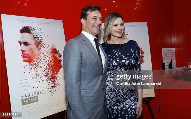 Jon Hamm and Geena Davis attends "Marjorie Prime" New York premiere on August 18, 2017 in New York City.