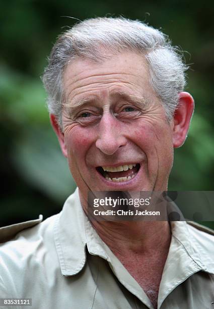 Prince Charles, Prince of Wales laughs as he tours the Harapan Rainforest Project on November 2, 2008 in Jambi, Indonesia. Prince Charles, Prince of...