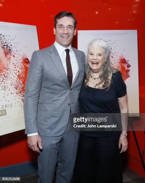 Jon Hamm and Lois Smith attend "Marjorie Prime" New York premiere on August 18, 2017 in New York City.