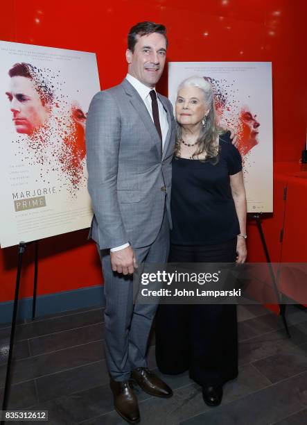 Jon Hamm and Lois Smith attend "Marjorie Prime" New York premiere on August 18, 2017 in New York City.