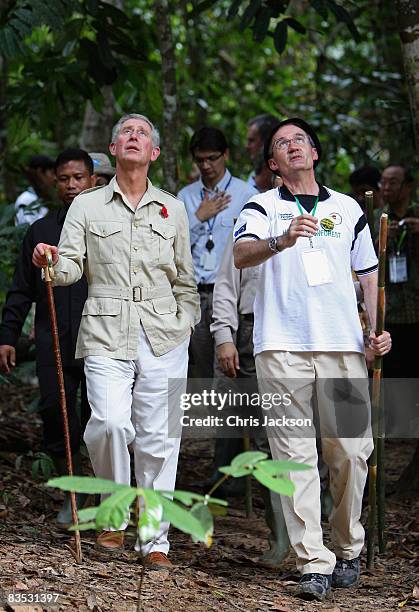 Prince Charles, Prince of Wales is guided by Sean Marron as he tours the Harapan Rainforest Project on November 2, 2008 in Jambi, Indonesia. Prince...