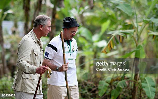 Prince Charles, Prince of Wales is guided by Sean Marron as he tours the Harapan Rainforest Project on November 2, 2008 in Jambi, Indonesia. Prince...