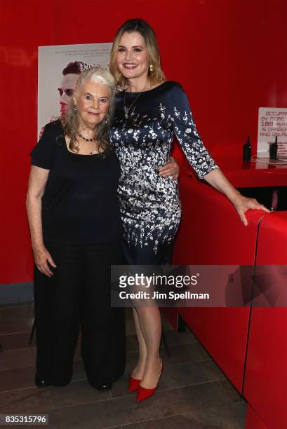 Actresses Geena Davis and Lois Smith attend the "Marjorie Prime" New York premiere at Quad Cinema on August 18, 2017 in New York City.