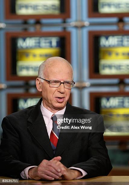 Columnist David Broder of the Washington Post speaks during a taping of "Meet the Press" at the NBC studios November 2, 2008 in Washington, DC....