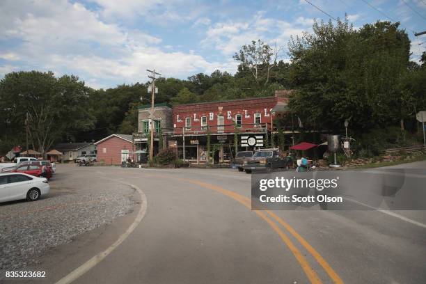 Cars are parked in downtown Makanda as the village begins to see an influx of visitors leading up to Monday's solar eclipse on August 18, 2017 in...