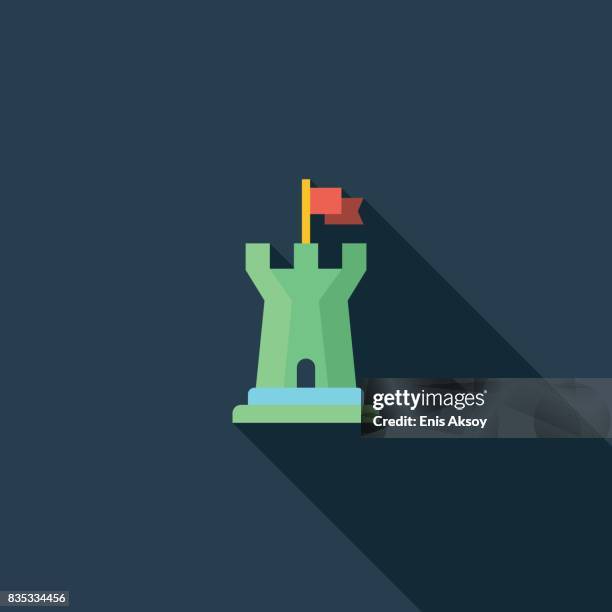 castle tower flat icon - unique building stock illustrations