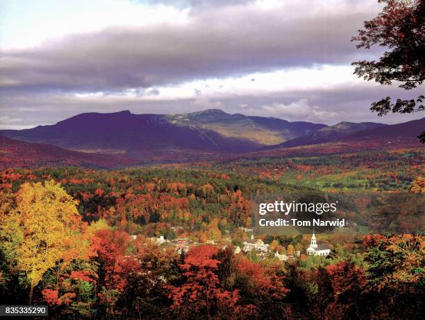 stowe village, vermont-1 - stowe vermont stock pictures, royalty-free photos & images