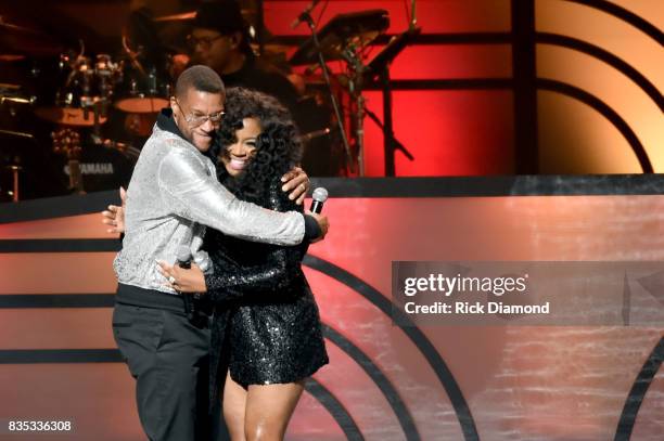 Singers Tony Terry and Shanice perform onstage at the 2017 Black Music Honors at Tennessee Performing Arts Center on August 18, 2017 in Nashville,...