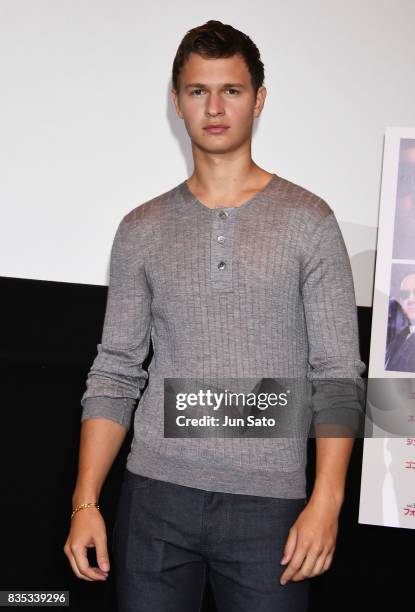 Ansel Elgort attends the 'Baby Driver' Stage Greeting at Shinjuku Wald9 on August 19, 2017 in Tokyo, Japan.