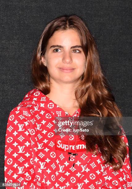 Violetta Komyshan attends the 'Baby Driver' Stage Greeting at Shinjuku Wald9 on August 19, 2017 in Tokyo, Japan.