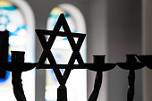 Close up of Star of David silhouette inside Jewish Synagogue