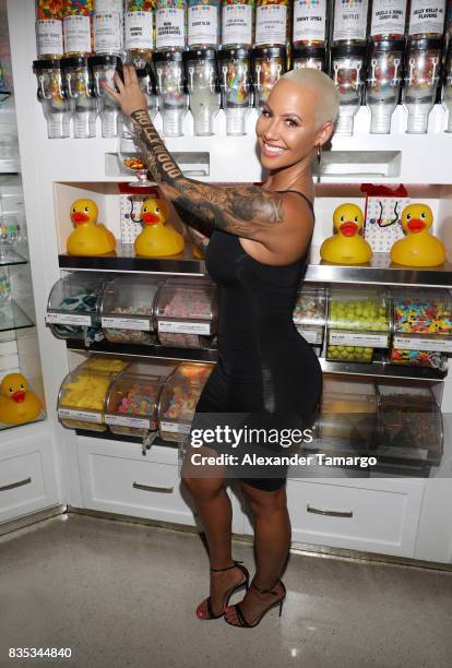 Amber Rose is seen celebrating the end of summer at Sugar Factory American Brasserie on August 18, 2017 in Miami Beach, Florida.