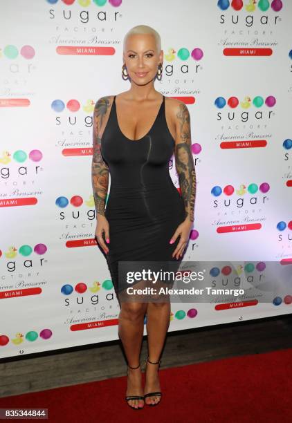 Amber Rose is seen celebrating the end of summer at Sugar Factory American Brasserie on August 18, 2017 in Miami Beach, Florida.