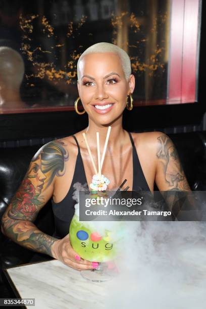 Amber Rose is seen celebrating the end of summer at Sugar Factory American Brasserie on August 18, 2017 in Miami Beach, Florida.