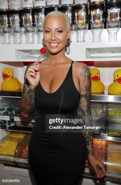 Amber Rose is seen celebrating the end of summer at Sugar Factory American Brasserie on August 18, 2017 in Miami Beach, Florida.