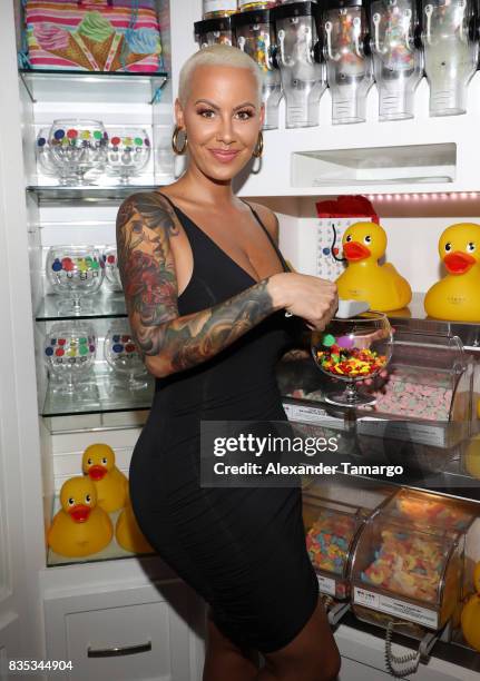 Amber Rose is seen celebrating the end of summer at Sugar Factory American Brasserie on August 18, 2017 in Miami Beach, Florida.