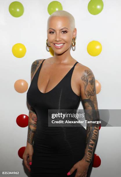 Amber Rose is seen celebrating the end of summer at Sugar Factory American Brasserie on August 18, 2017 in Miami Beach, Florida.