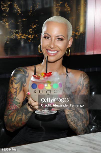 Amber Rose is seen celebrating the end of summer at Sugar Factory American Brasserie on August 18, 2017 in Miami Beach, Florida.