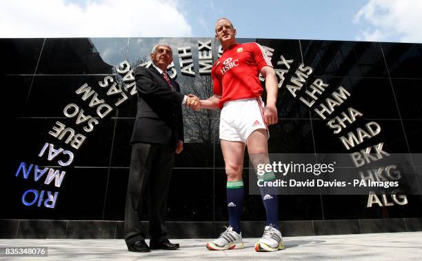 Lions tour coach Ian McGeechan with Lions captain Paul O'Connell during the Lions squad announcement at the Sofitel Hotel, Heathrow Airport, London.