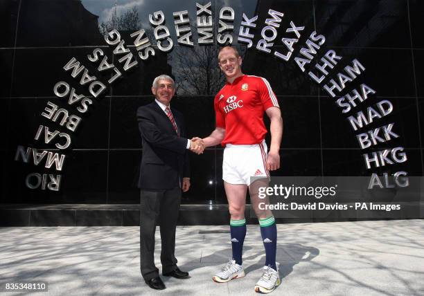 Lions tour coach Ian McGeechan with Lions captain Paul O'Connell during the Lions squad announcement at the Sofitel Hotel, Heathrow Airport, London.