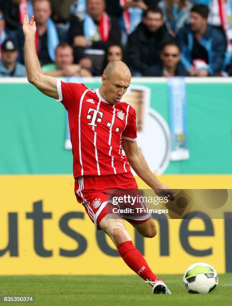 Arjen Robben of Bayern Muenchen controls the ball during the DFB Cup first round match between Chemnitzer FC and FC Bayern Muenchen at community4you...