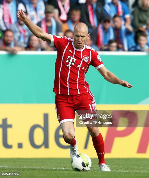 Arjen Robben of Bayern Muenchen controls the ball during the DFB Cup first round match between Chemnitzer FC and FC Bayern Muenchen at community4you...