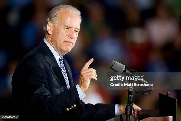 Democratic U.S. Vice presidential candidate Sen. Joe Biden speaks at a campaign rally at Embry-Riddle University on November 2, 2008 in Daytona...