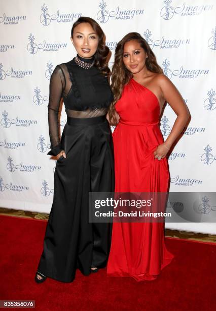 Television personalities Jeannie Mai and Adrienne Bailon attend the 32nd Annual Imagen Awards at the Beverly Wilshire Four Seasons Hotel on August...