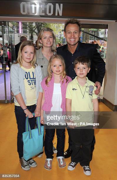Jason Donovan and Angela Malloch with his two children Zach and Jemma .