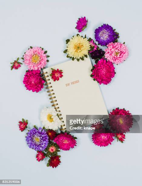 creative personal organizer flower arrangement stationary - calendar 2017 stock pictures, royalty-free photos & images