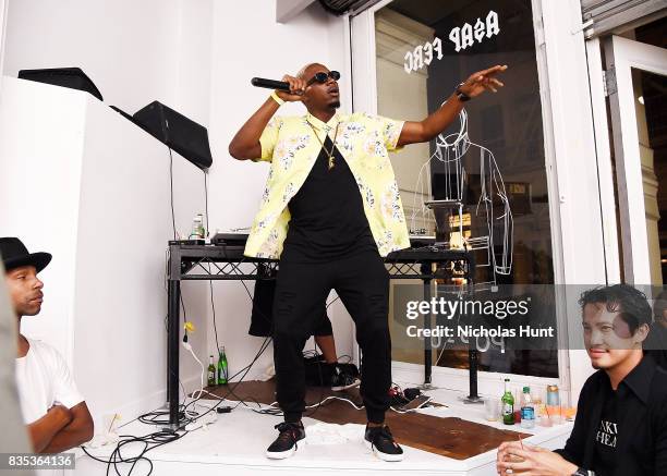 Stanley Enow performs at Pop-Up Shop launch for clothing brand UNIFORM on August 18, 2017 in New York City.