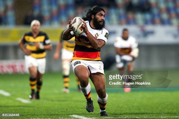 Hame Faiva of Waikato in action during the round one Mitre 10 Cup match between Taranaki and Waikato at Yarrow Stadium on August 19, 2017 in New...