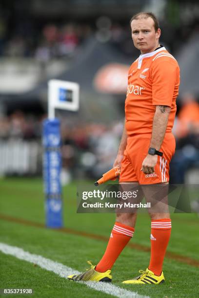 Assistant referee Tipene Cottrell during the round one Mitre 10 Cup match between the Hawke's Bay and Southland at McLean Park on August 19, 2017 in...