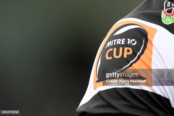 Mitre 10 Cup logo during the round one Mitre 10 Cup match between the Hawke's Bay and Southland at McLean Park on August 19, 2017 in Napier, New...
