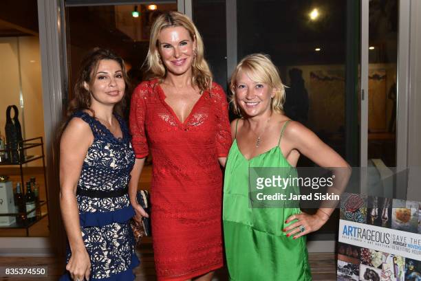 Becca Rose, Nikki Goss and Janna Bullock attend ARTrageous Gala + Art Auction benefitting Hour Children at a Private Residence on August 18, 2017 in...