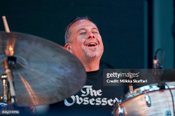 Drummer Jean-Paul Gaster of Clutch performs at The Greek Theater on August 18, 2017 in Berkeley, California.
