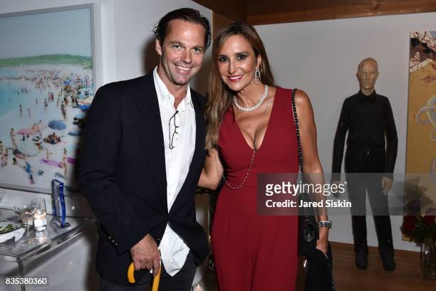 Justin Ward and Carole Crist attend ARTrageous Gala + Art Auction benefitting Hour Children at a Private Residence on August 18, 2017 in Southampton,...
