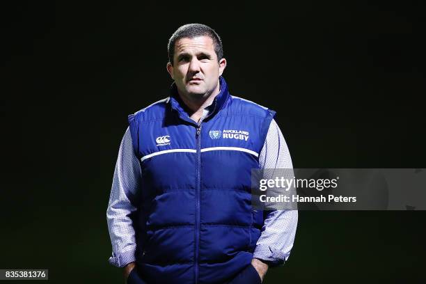 Head coach Nick White of Auckland looks on ahead of the round one Mitre 10 Cup match between Counties Manukau and Auckland at ECOLight Stadium on...