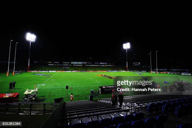 General view during the round one Mitre 10 Cup match between Counties Manukau and Auckland at ECOLight Stadium on August 19, 2017 in Pukekohe, New...