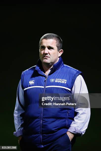 Head coach Nick White of Auckland looks on ahead of the round one Mitre 10 Cup match between Counties Manukau and Auckland at ECOLight Stadium on...