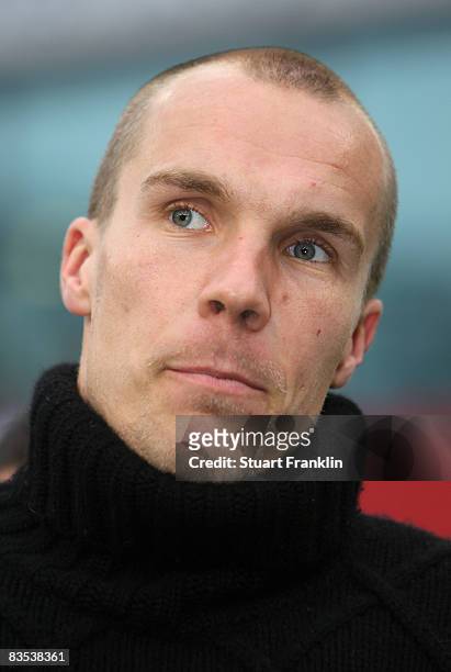 Robert Enke of Hannover as he watches during the Bundesliga match between Hannover 96 and Hamburger SV at the AWD Arena on November 1, 2008 in...