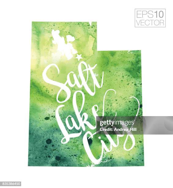 salt lake city, utah, usa vector watercolor map - salt lake city stock illustrations