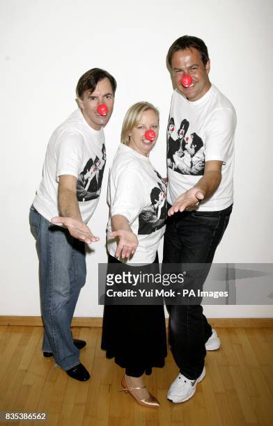The Dragons from Dragon's Den Duncan Bannatyne, Deborah Meaden and Peter Jones during rehearsals for BBC 1's 'Lets Dance for Comic Relief' which is...