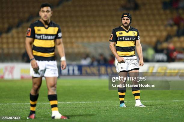 Charlie Ngatai of Taranaki looks on during the round one Mitre 10 Cup match between Taranaki and Waikato at Yarrow Stadium on August 19, 2017 in New...