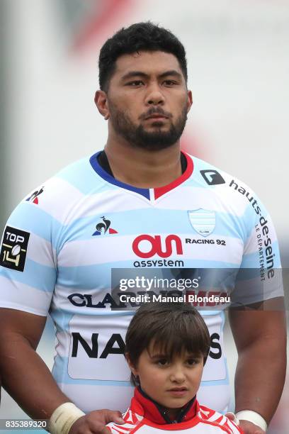 Sootala Fa Aso O of Racing 92 during the pre-season match between Stade Toulousain Toulouse and Racing 92 at on August 18, 2017 in Lannemezan, France.